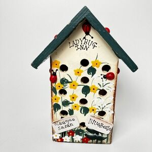 Ladybug House Ladybug Inn 6.5in Cream Green Hand Painted Garden Decor Unbranded
